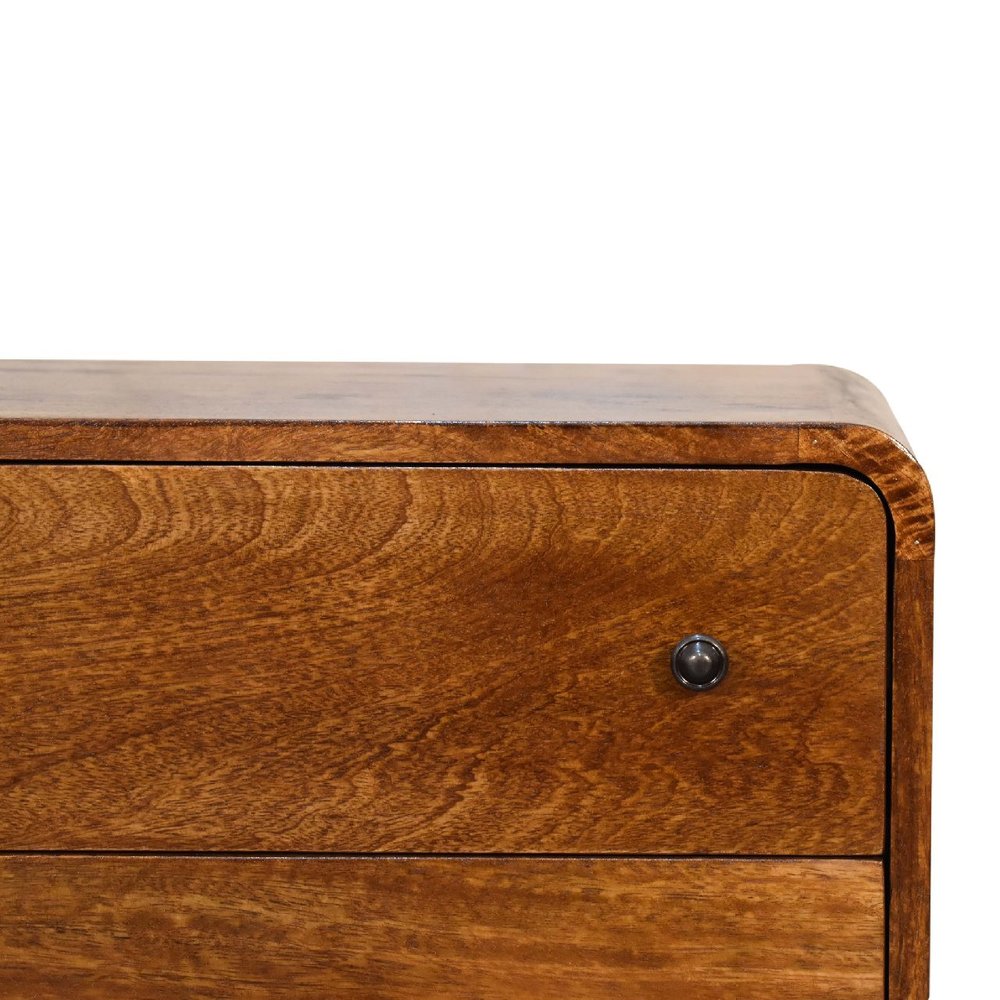 22" Brown Solid Wood Three Drawer Sideboard