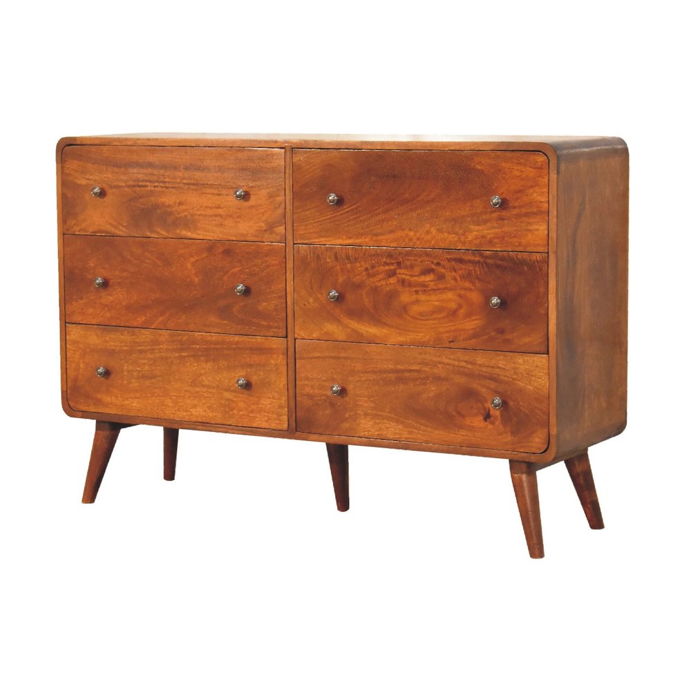 47" Brown Solid Wood Six Drawer Sideboard