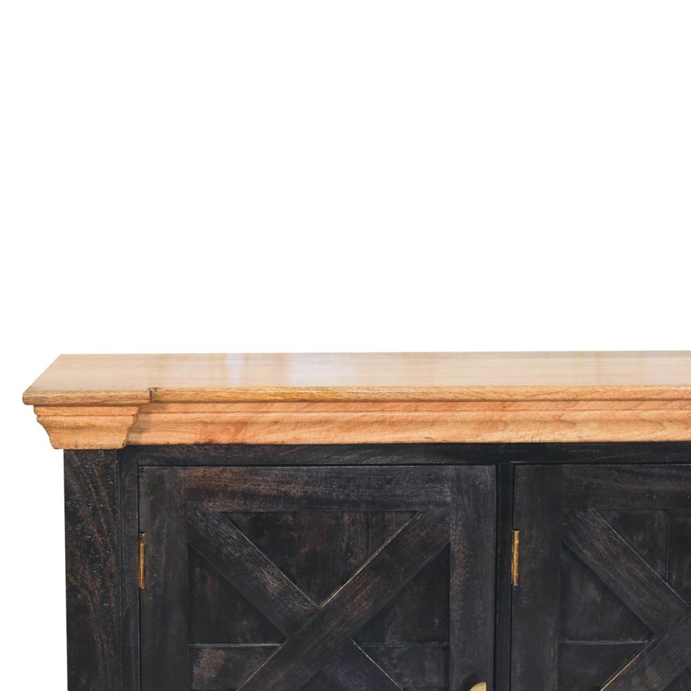 59" Brown Solid Wood Two Drawer Sideboard