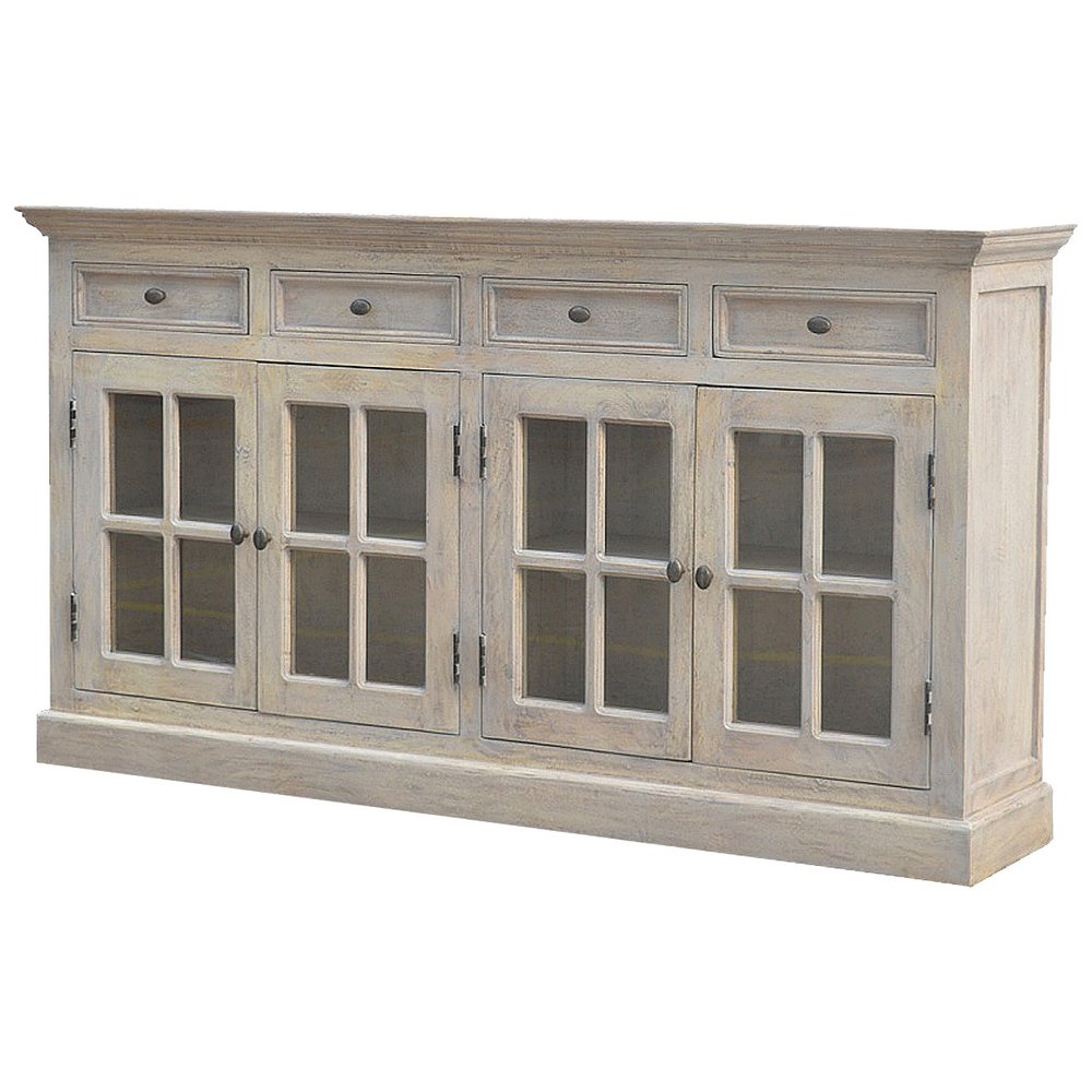 65" Brown Solid Wood Four Drawer Sideboard