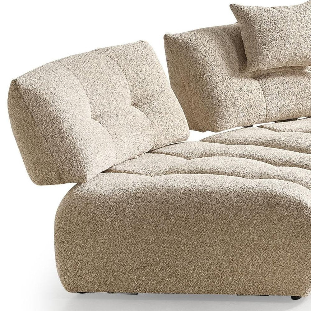 Taupe Boucle L Shaped Sectional