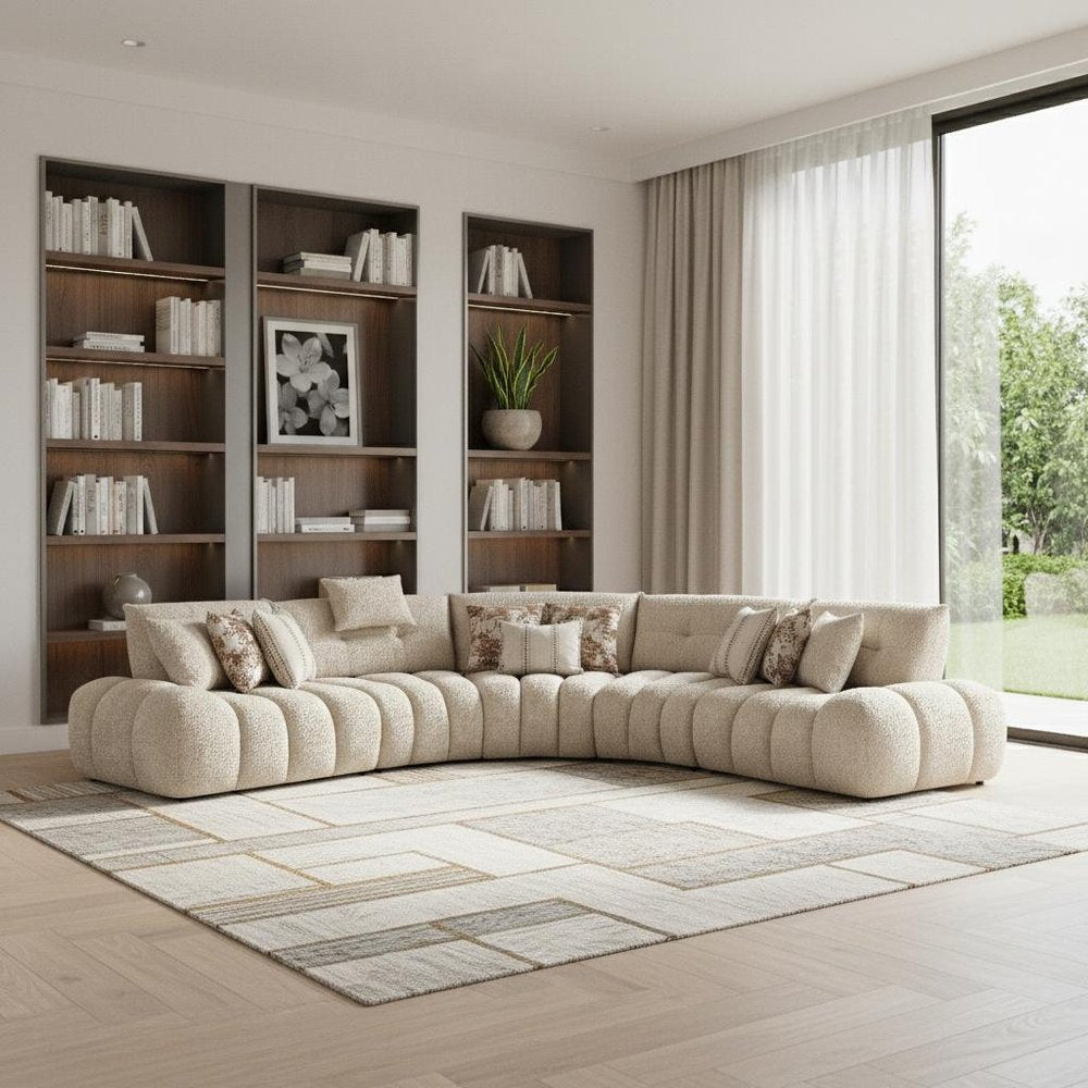 Taupe Boucle L Shaped Sectional