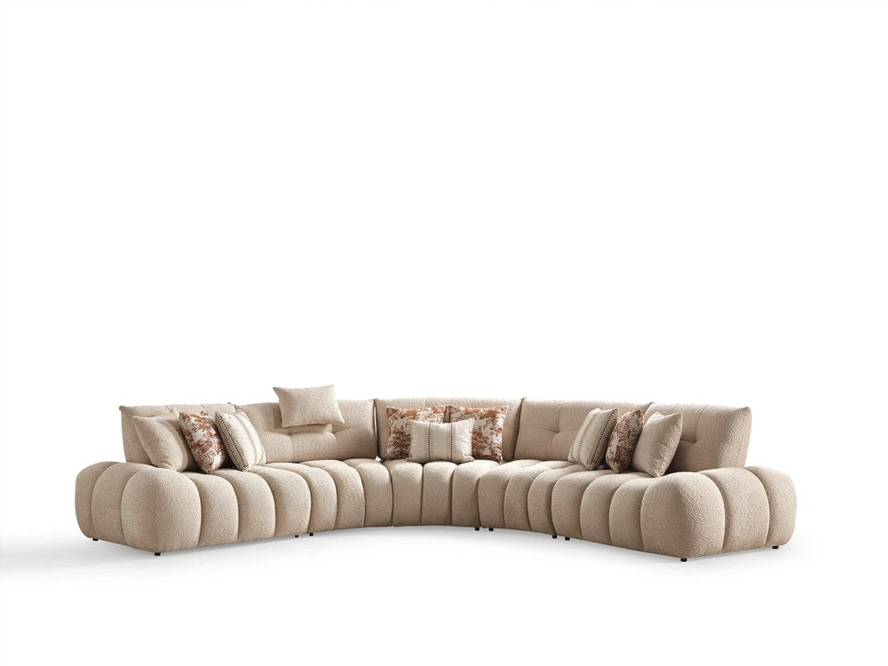 Taupe Boucle L Shaped Sectional