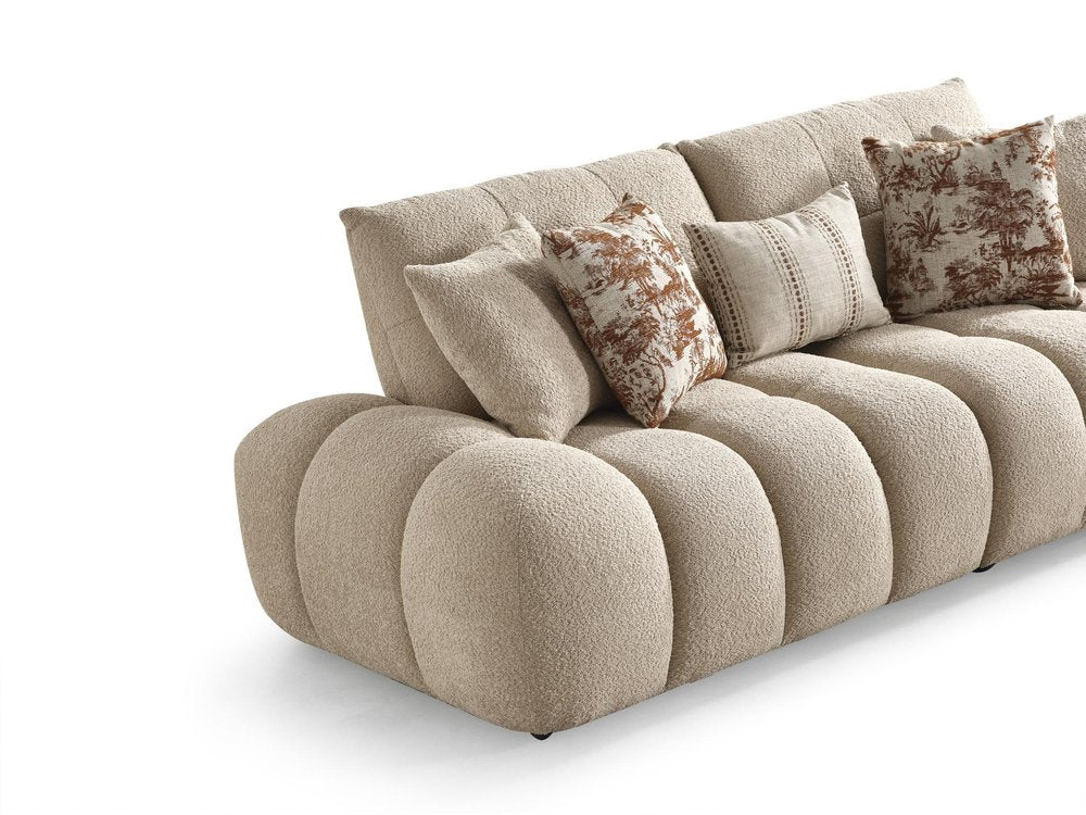 Taupe Boucle L Shaped Sectional