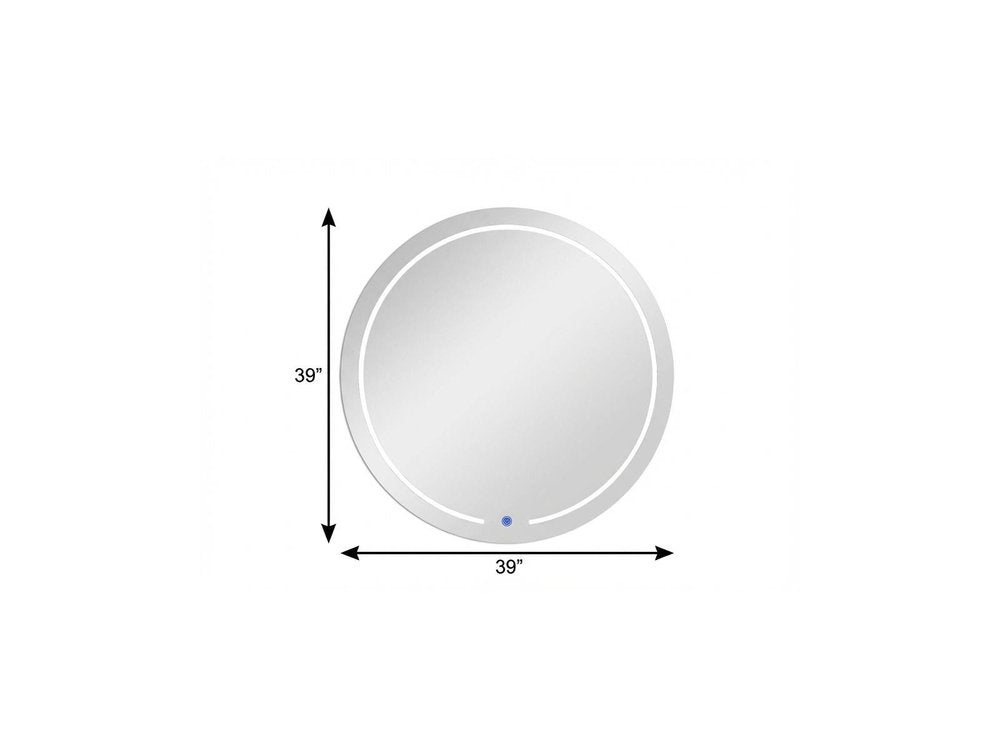 39" Clear Round Lighted Frameless Bathroom Vanity Mirror