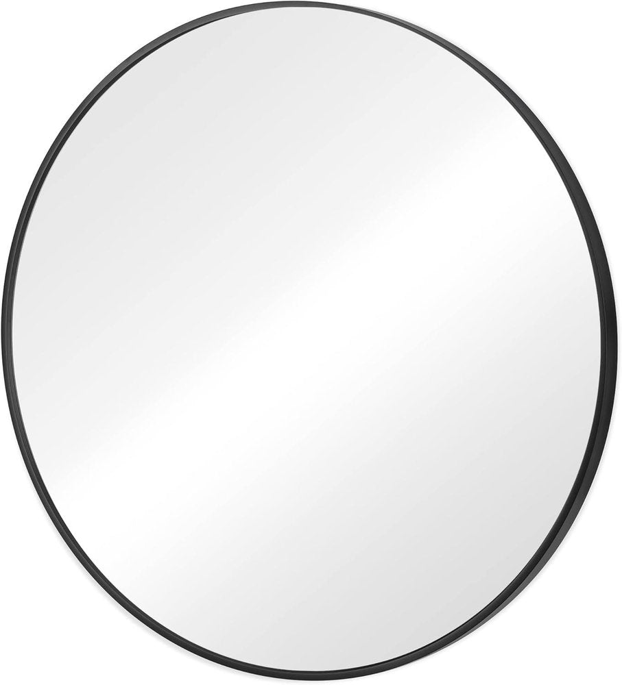 30" Black Metal Round Framed Bathroom Vanity Mirror