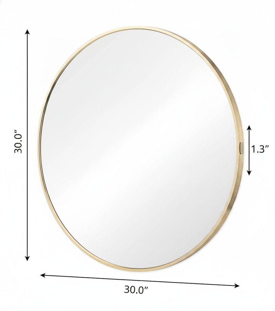 30" Black Metal Round Framed Bathroom Vanity Mirror