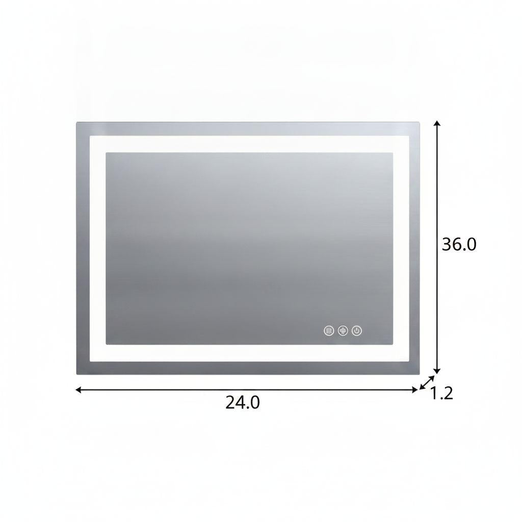 36" Lighted Frameless Bathroom Vanity Mirror