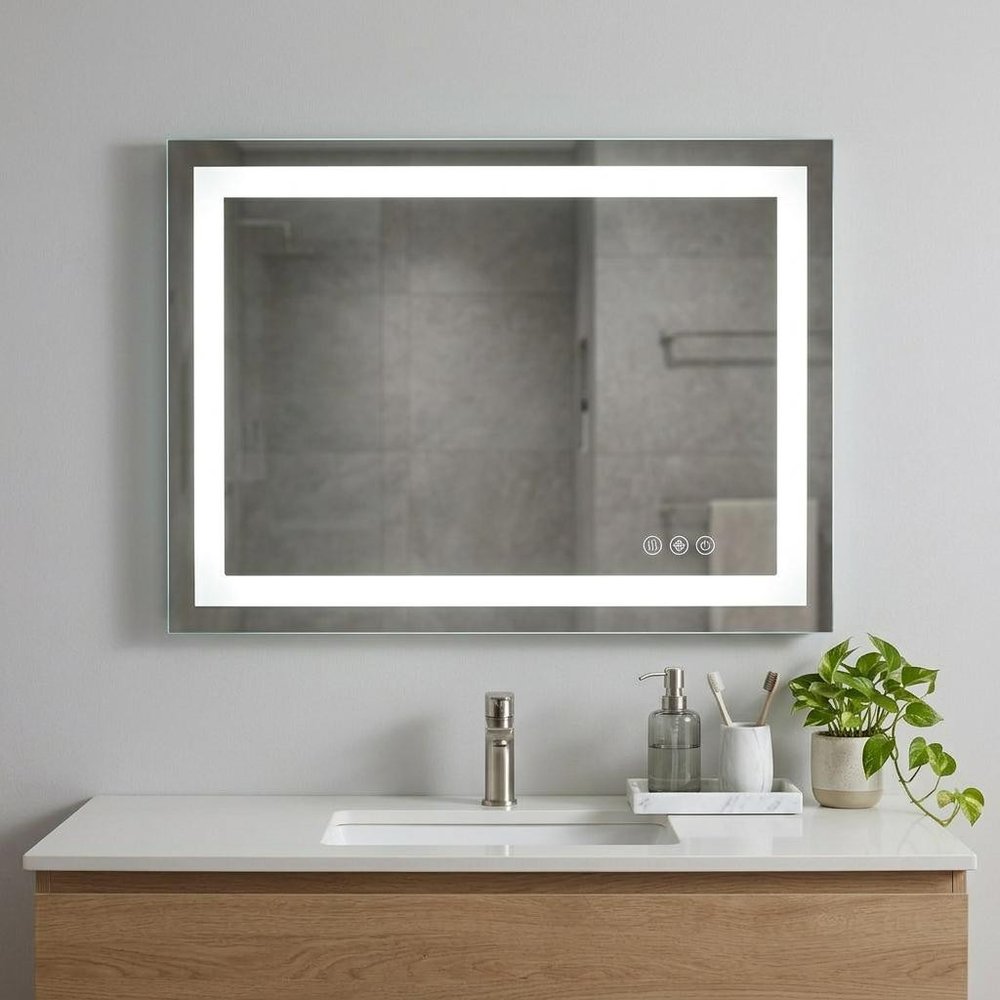 36" Lighted Frameless Bathroom Vanity Mirror