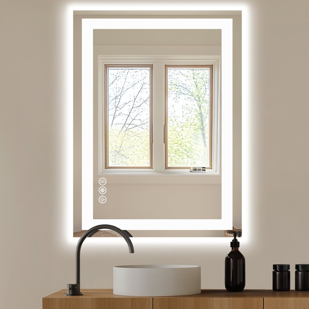 36" Lighted Frameless Bathroom Vanity Mirror