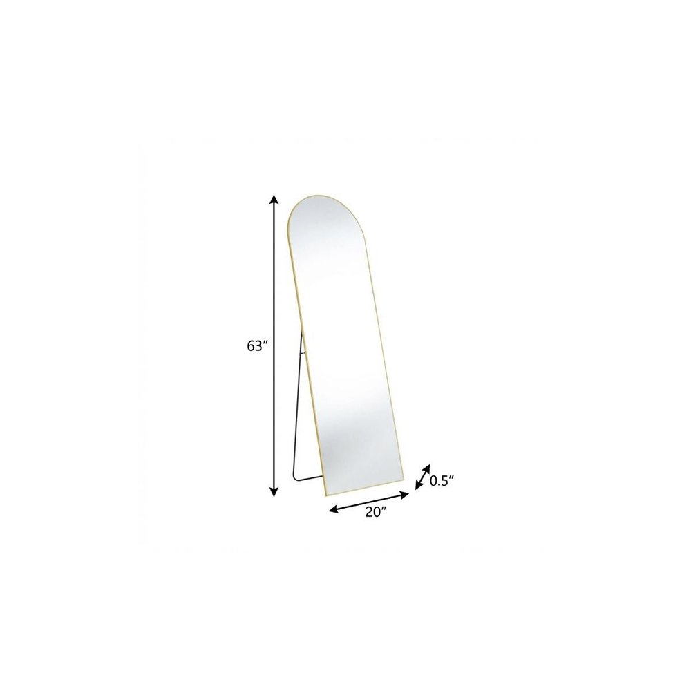 63" Black Metal Arch Wall Mounted Leaning And Freestanding Framed Standing Mirror
