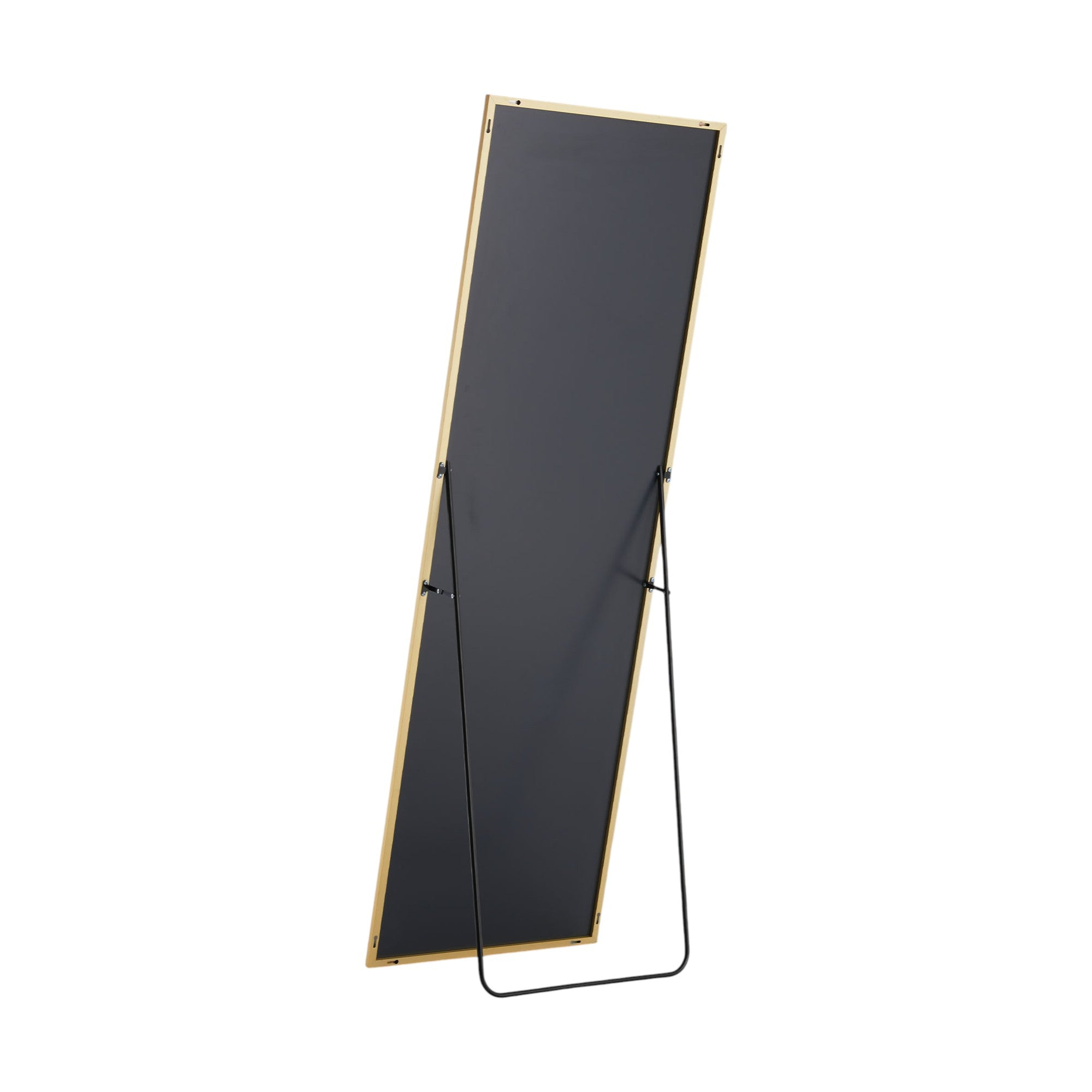 63" Gold Metal Wall Mounted Leaning And Freestanding Framed Standing Mirror