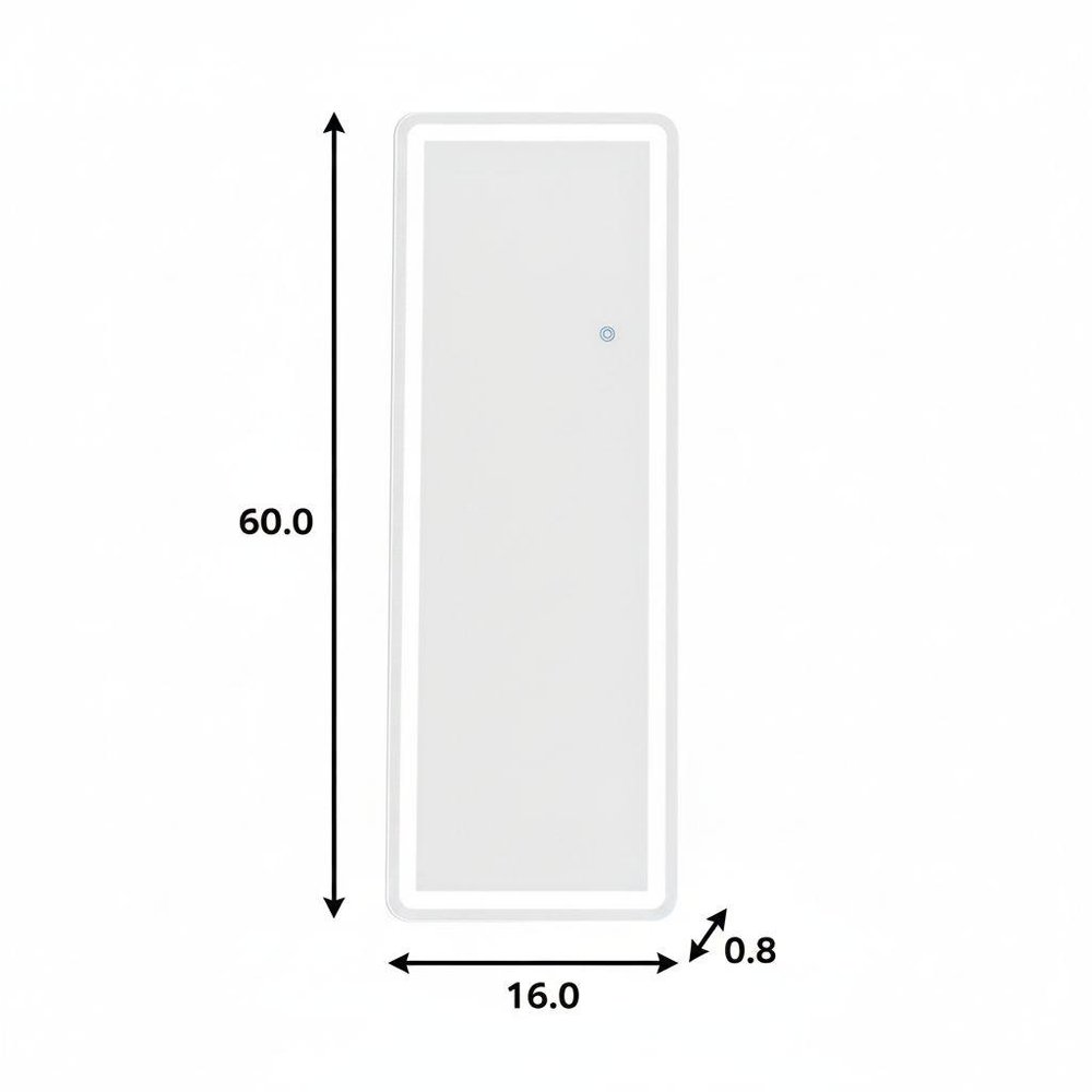 60" Silver Glass Lighted Wall Mounted Leaning And Freestanding Framed Full Length Mirror