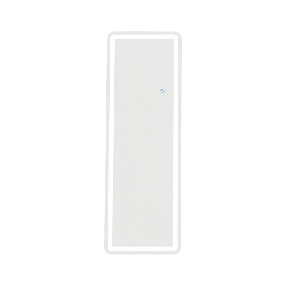 64" Silver Glass Lighted Wall Mounted Leaning And Freestanding Framed Full Length Mirror
