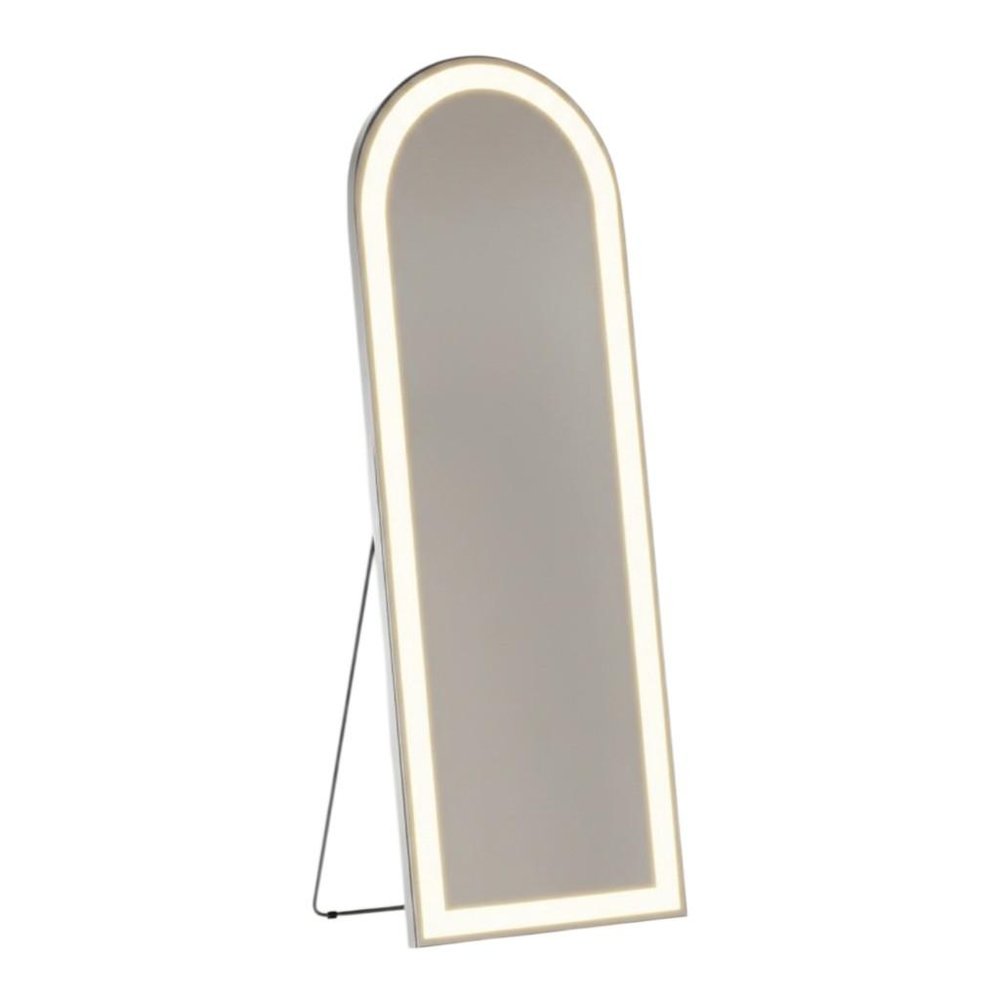60" Silver Glass Arch Lighted Wall Mounted Leaning And Freestanding Framed Full Length Mirror