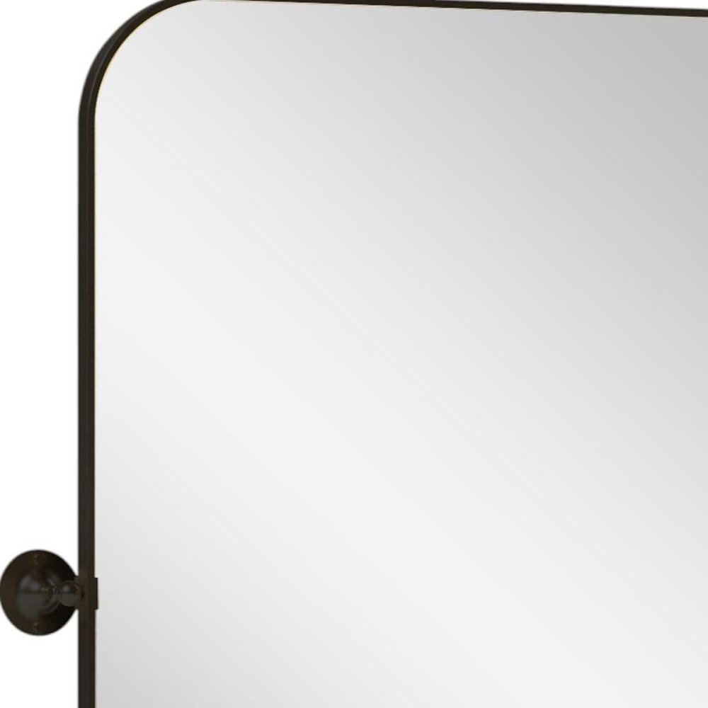 36" Black Iron Tilting Framed Bathroom Vanity Mirror