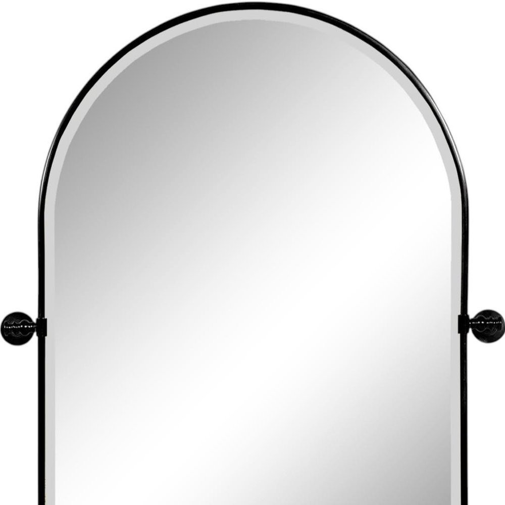 31" Black Iron Arch Tilting Framed Bathroom Vanity Mirror