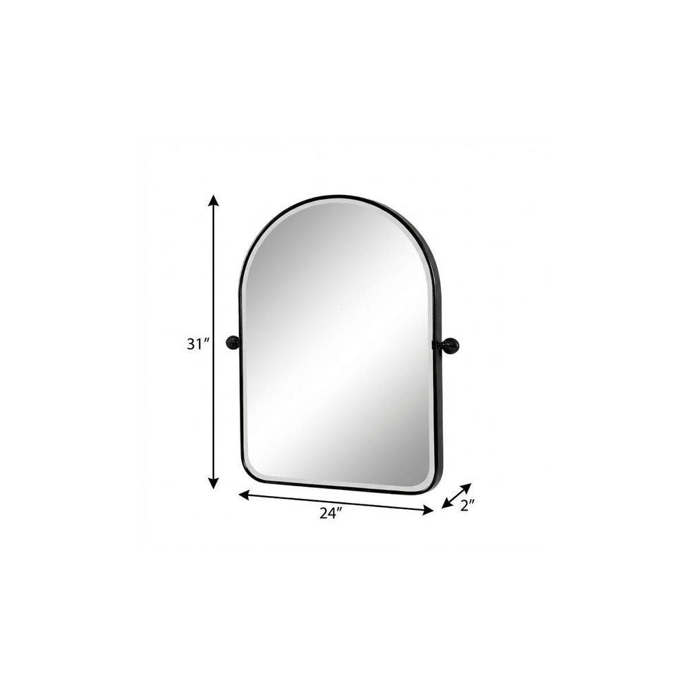 31" Black Iron Arch Tilting Framed Bathroom Vanity Mirror