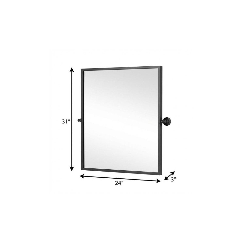 31" Black Iron Tilting Framed Bathroom Vanity Mirror