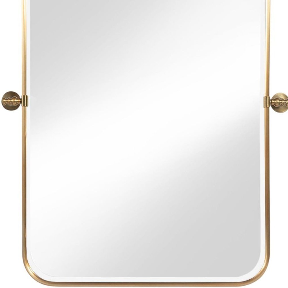 Set of Two Gold Iron Tilting Framed Bathroom Vanity Mirror