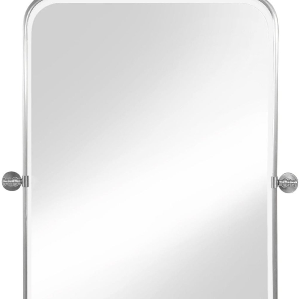 Set of Two Silver Iron Tilting Framed Bathroom Vanity Mirror