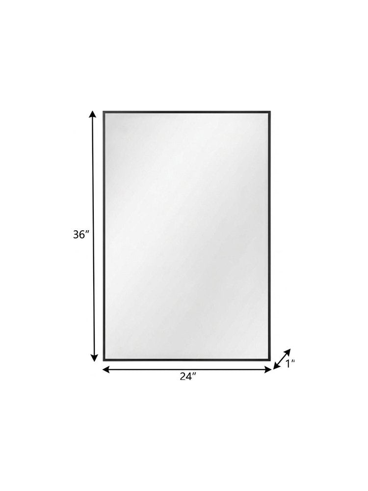 36" Black Aluminum Framed Bathroom Vanity Mirror