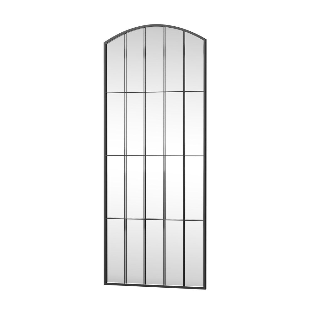 67" Black Metal Geometric Arch Wall Mounted Or Leaning Framed Full Length Mirror