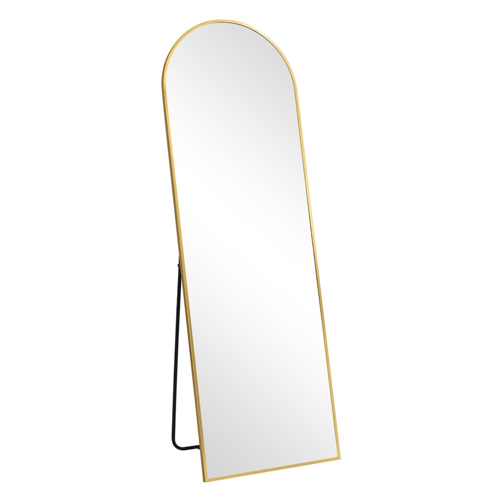 64" Gold Metal Arch Freestanding Framed Standing Mirror