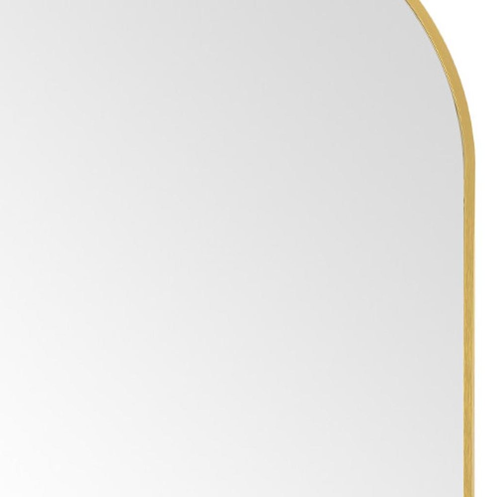 64" Gold Metal Arch Freestanding Framed Standing Mirror
