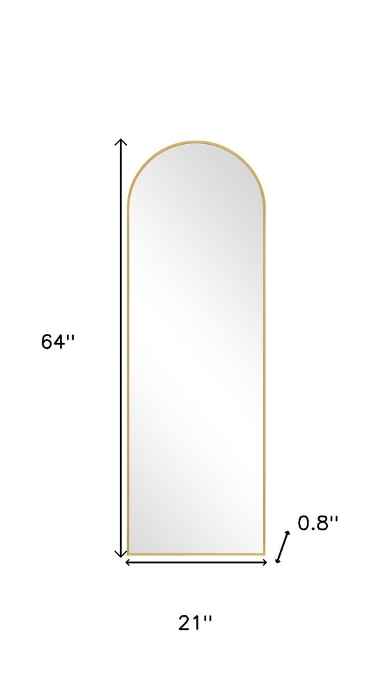 64" Gold Metal Arch Freestanding Framed Standing Mirror