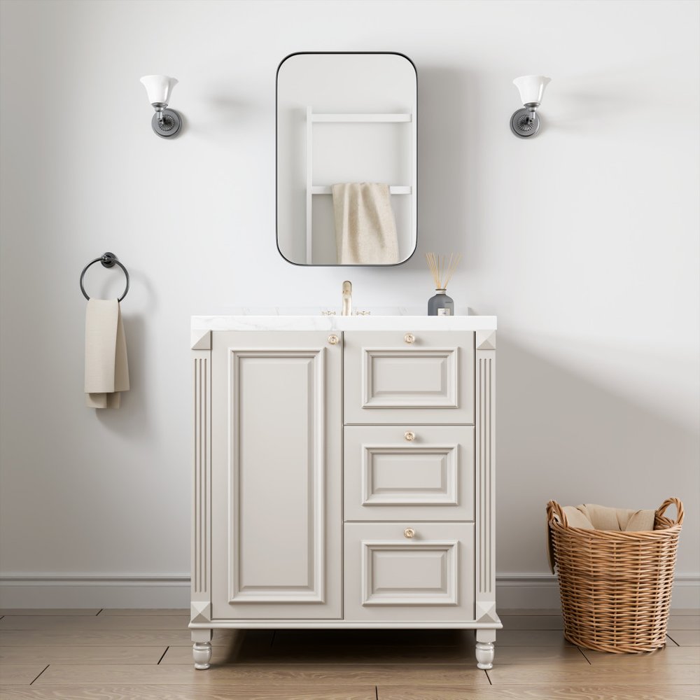 24" Black Metal Framed Bathroom Vanity Mirror With Cabinet