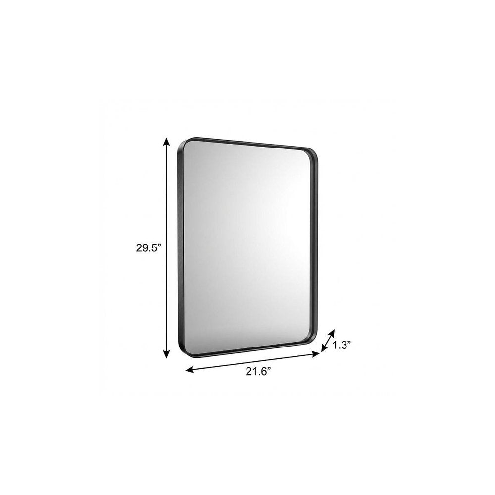 30" Black Metal Framed Bathroom Vanity Mirror
