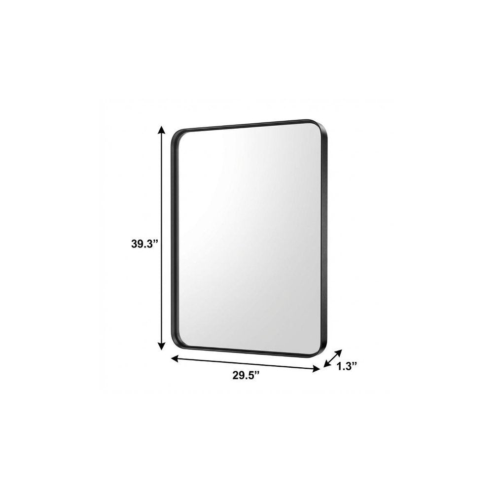 39" Black Aluminum Framed Bathroom Vanity Mirror