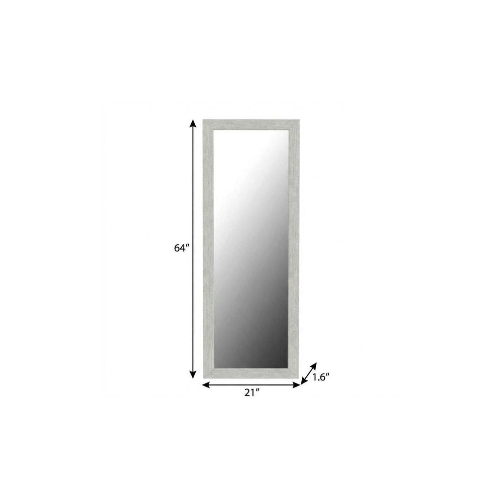 64" White Solid Wood Freestanding Framed Standing Mirror