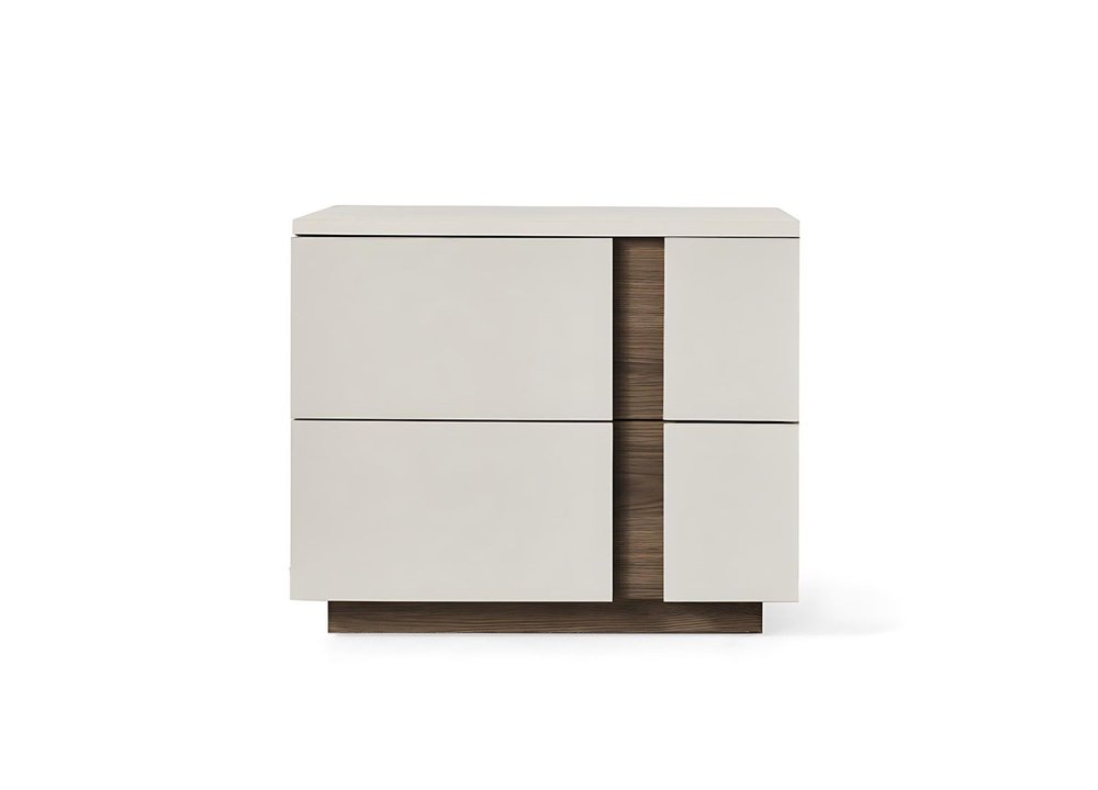 20" Light Gray Wood Two Drawer Nightstand