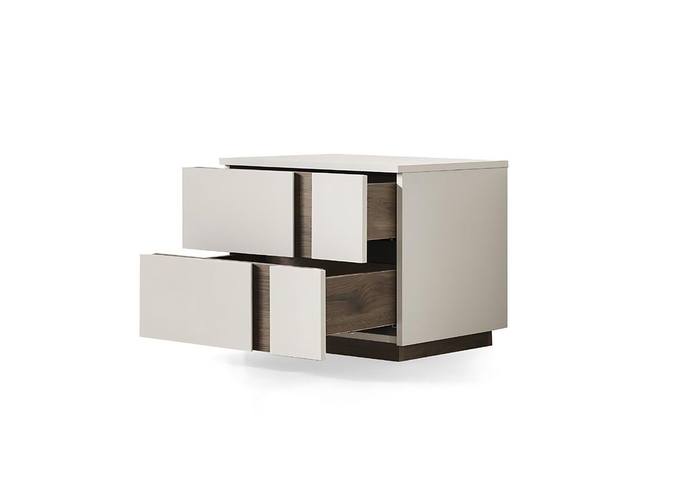 20" Light Gray Wood Two Drawer Nightstand