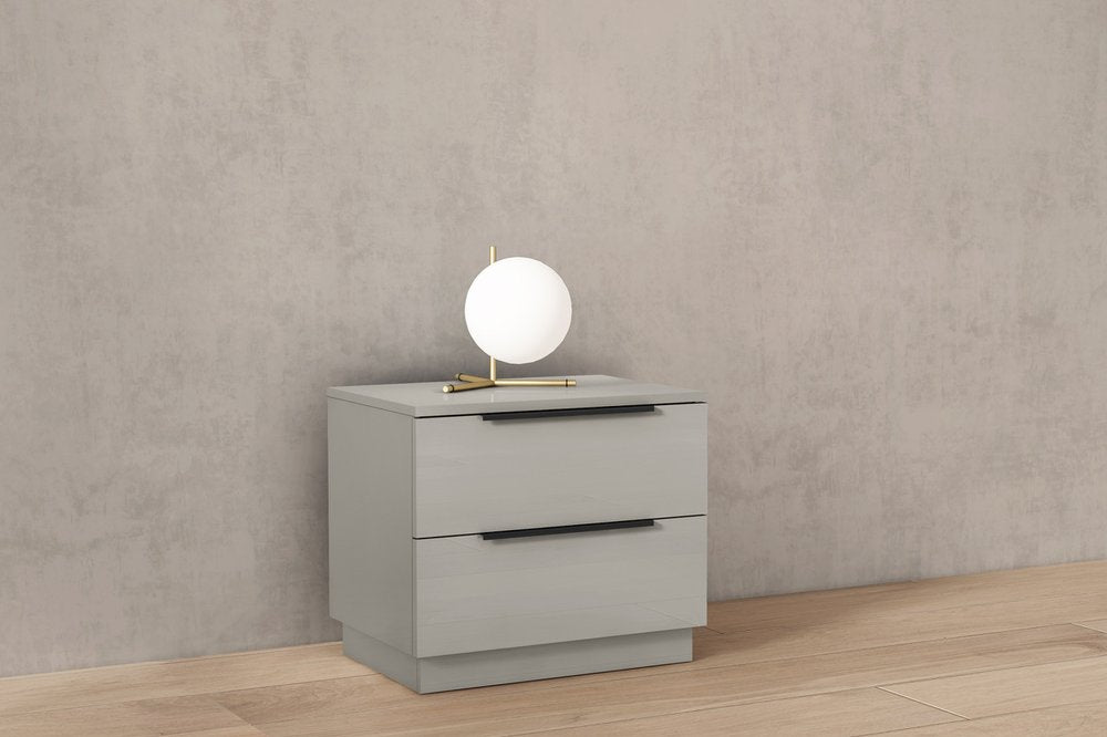 20" Light Gray Wood Two Drawer Nightstand