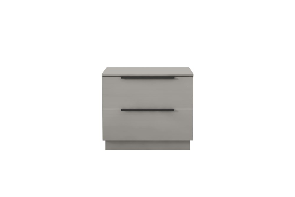 20" Light Gray Wood Two Drawer Nightstand