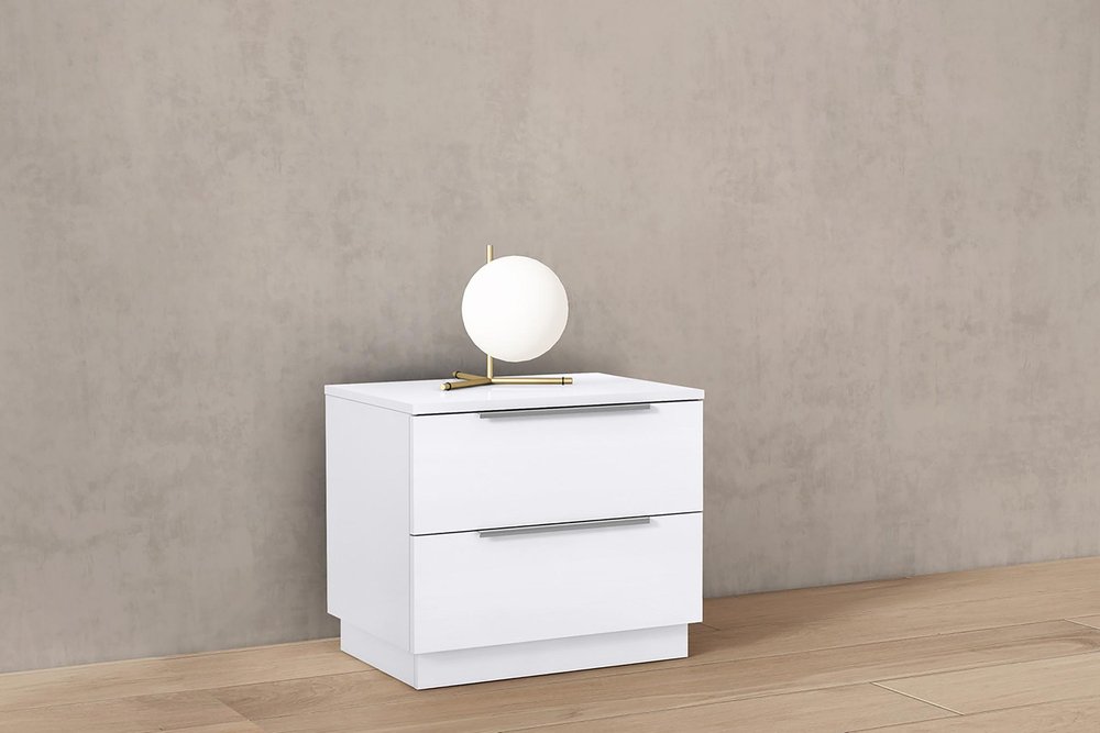 20" Light Gray Wood Two Drawer Nightstand