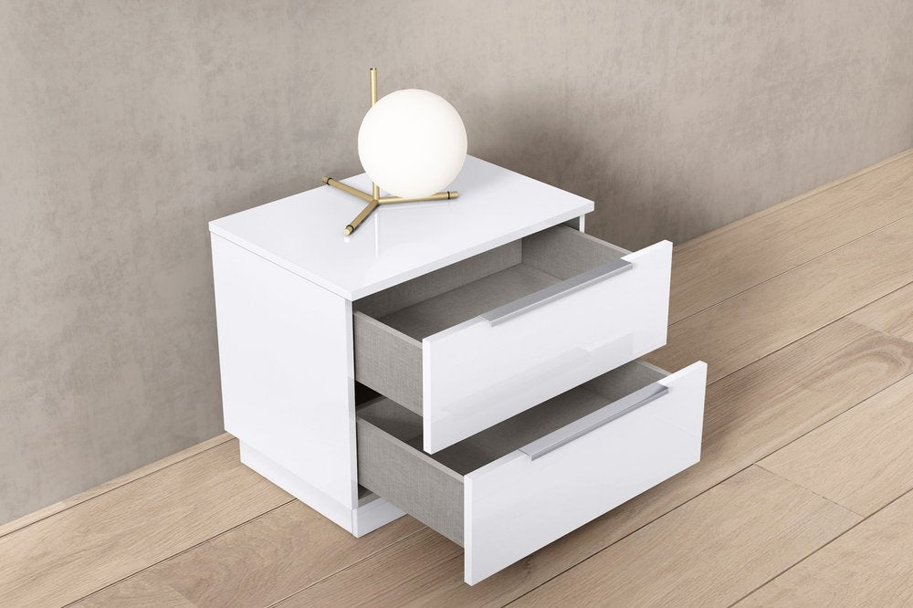 20" Light Gray Wood Two Drawer Nightstand