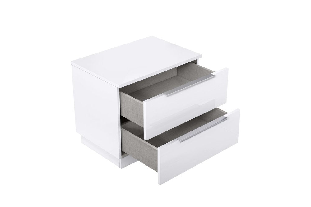 20" Light Gray Wood Two Drawer Nightstand
