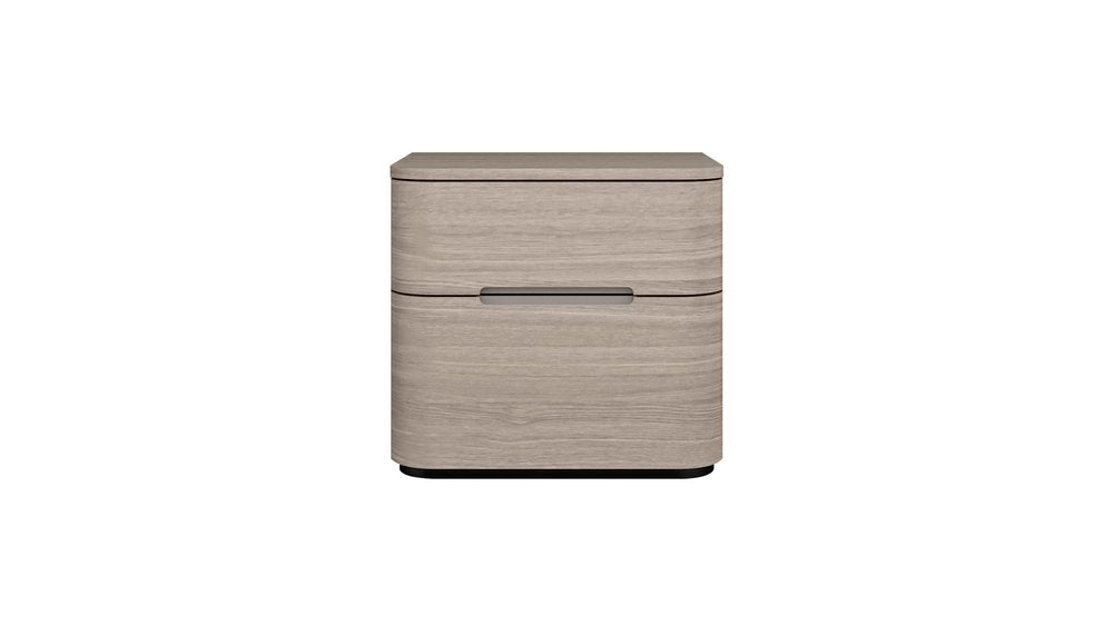20" Beige Wood Two Drawer Nightstand