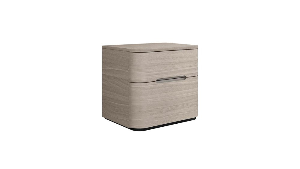 20" Beige Wood Two Drawer Nightstand