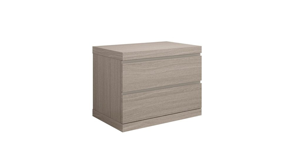 18" Beige Wood Two Drawer Nightstand