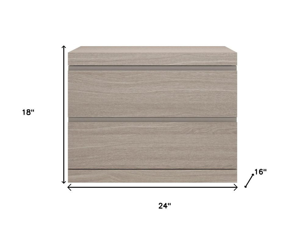 18" Beige Wood Two Drawer Nightstand