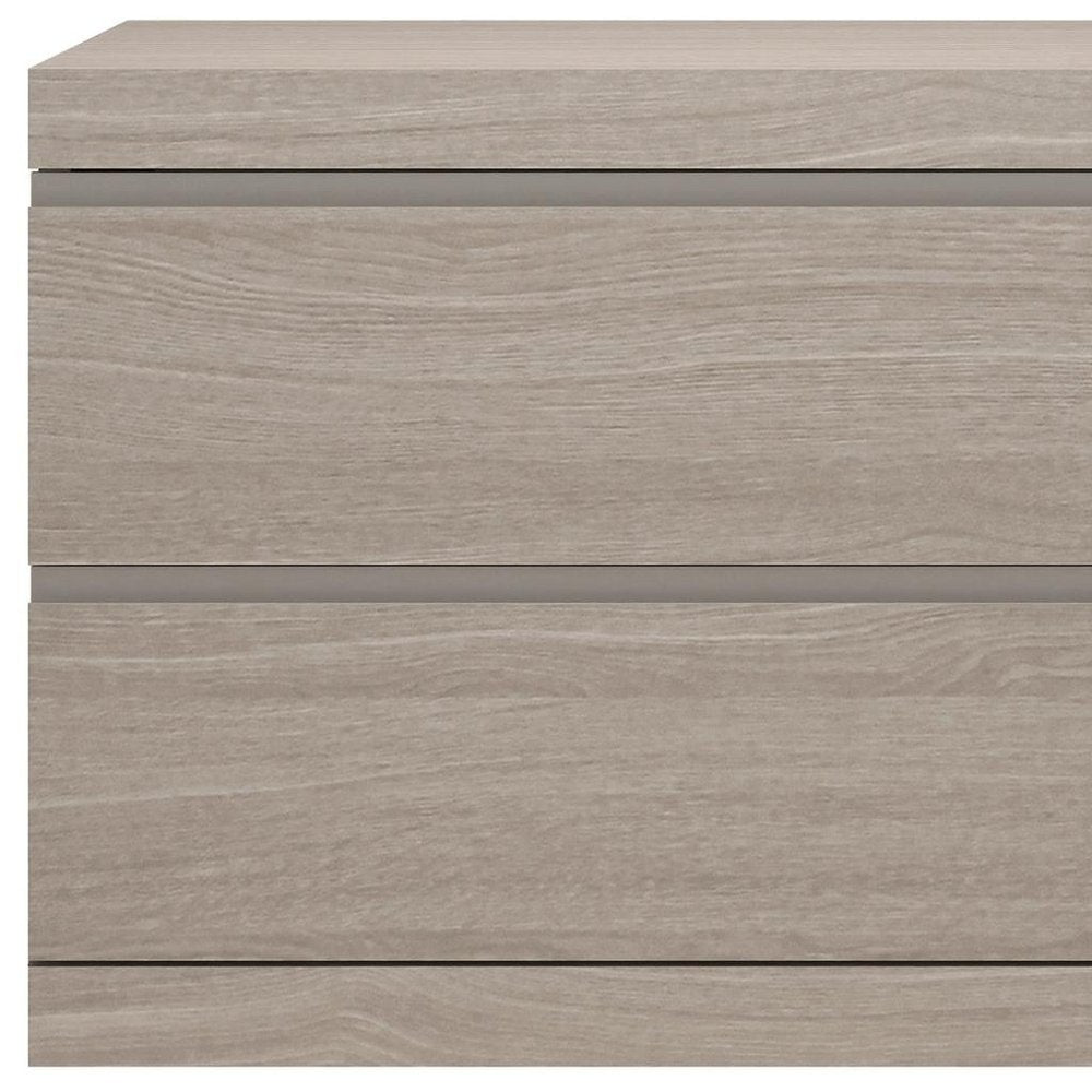 18" Beige Wood Two Drawer Nightstand