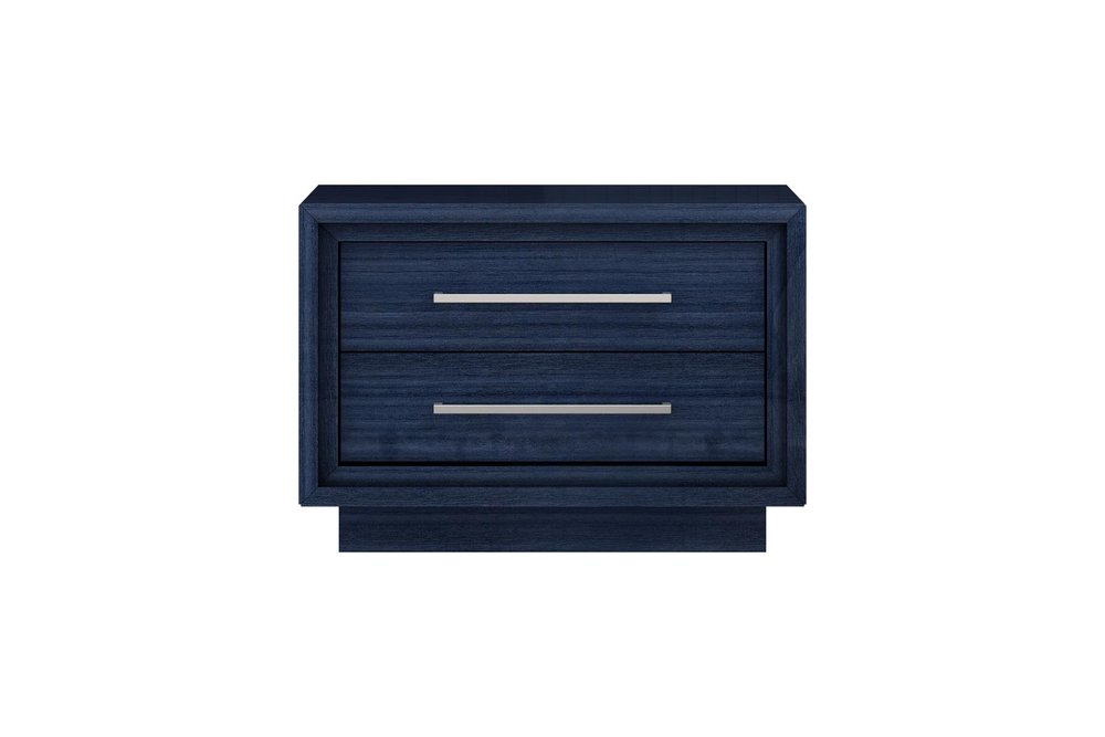 21" Sapphire Blue Wood Two Drawer Nightstand