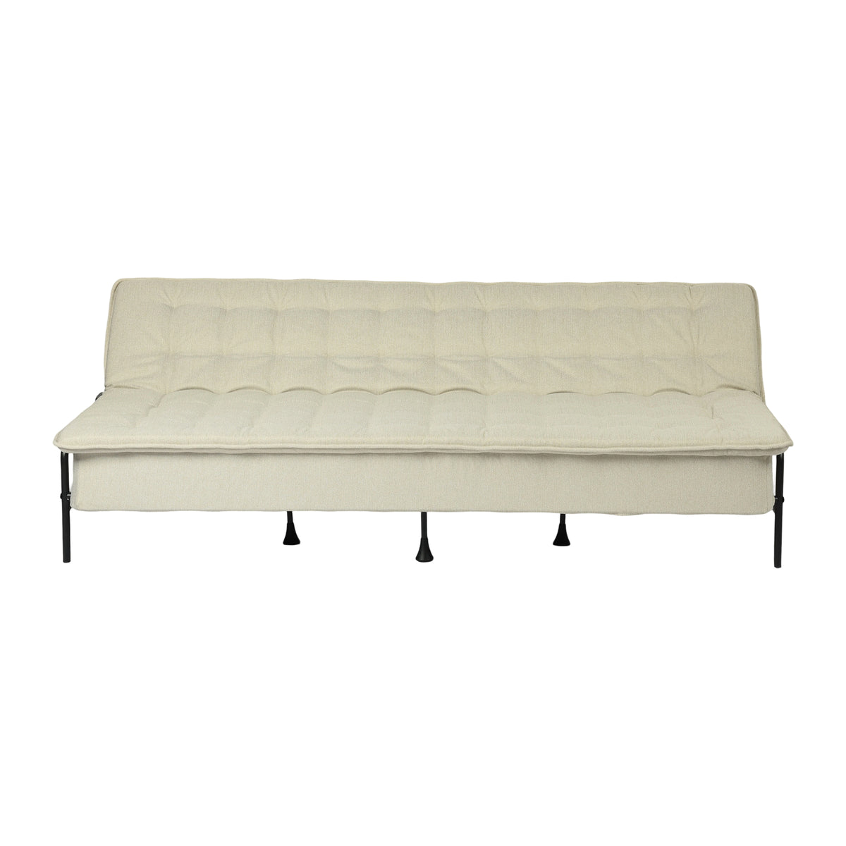 77" Beige Upholstered Convertible Futon Sleeper Sofa