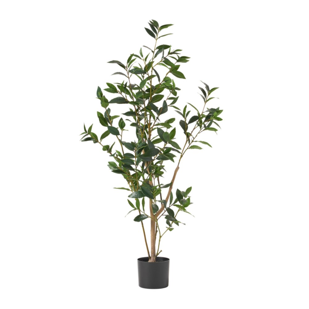 47" Green Artificial In Cylindrical Black Pot