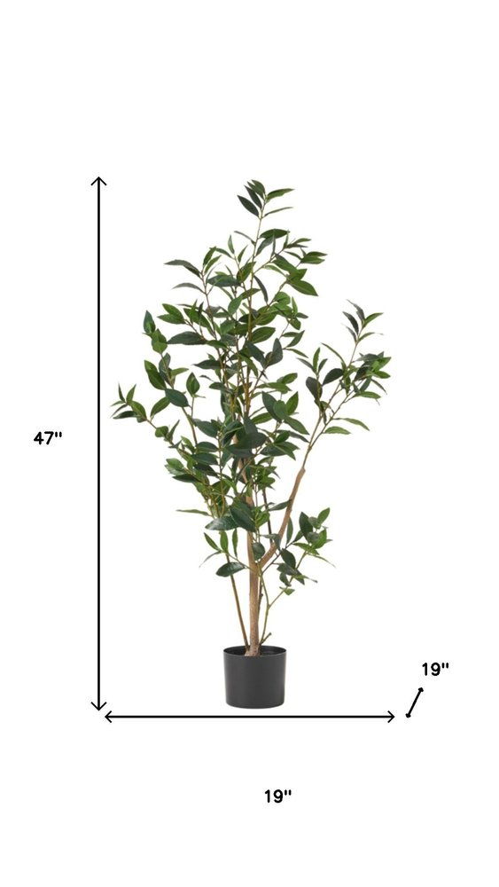 47" Green Artificial In Cylindrical Black Pot